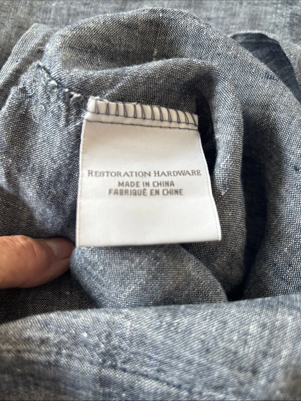 Restoration Hardware 100% linen pillow sham, 39x20”, chambray blue